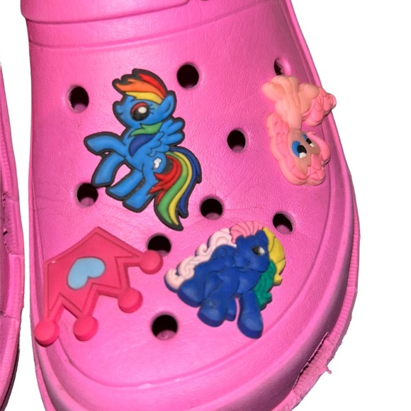 Girls pink crocs my little pony charms kibbutz youth size 2 j2 - Picture 4 of 5
